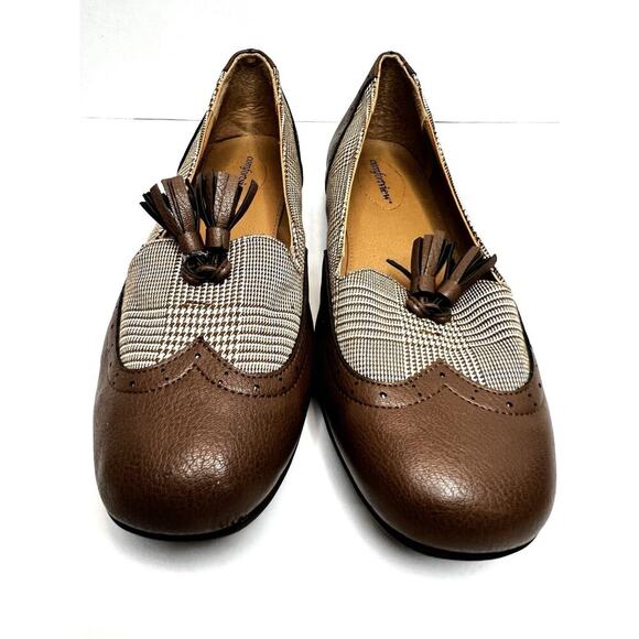 Comfortview Aster 44634 Brown Herringbone Tassel Flat Loafers Comfort 9.5W EUC - Picture 4 of 12
